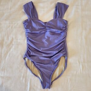 Magicsuit Sz 16 1pc Shaping Swimsuit Purple Ruched Stomach Wide Straps